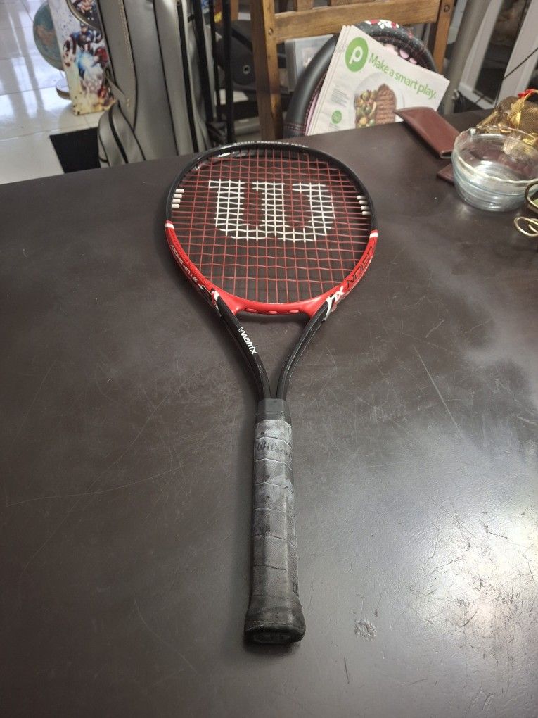 Wilson Tennis Racket V-Matrix Fusion XL Oversize, 4 3/8 Grip With X8 Stop Shock Tactical Alloy Red & Black Model FIRM PRICE 