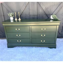 Gorgeous Green Refinished Lowboy Dresser