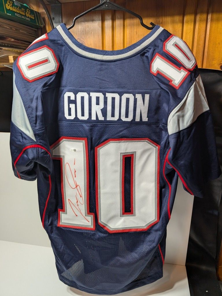 Josh Gordon Signed New England Patriots Navy Jersey JSA Authenticated Autograph 10