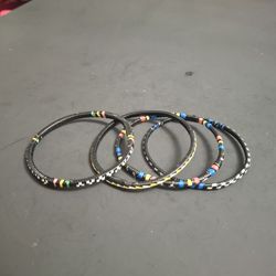 African Handmade Tuareg Woven Bangle Bracelets Set Of 4 Opening 2 3/8"