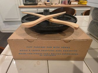 Cast Iron Puff Pancake Pan with Tongs