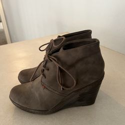 Brown Wedge Boots Size 7