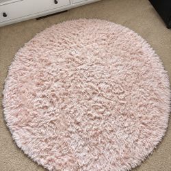 Pink Circle Round Fluffy Area Rug