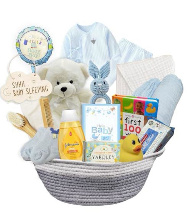 πΌ For Sale: New Baby Boy Gift Basket | Light Blue Newborn Essentials Set