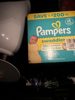 Newborn pampers diapers in the box