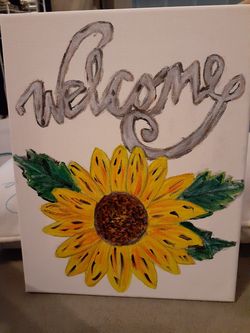 Hand painted canvas picture sunflower