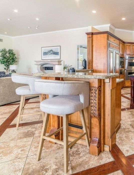Modern Linen Studded Counter Height Bar Stools (4)