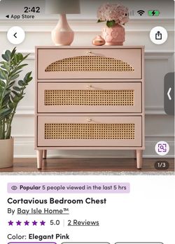 Cane Pink Bedroom Chest x 2