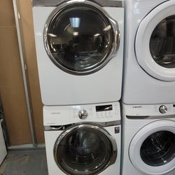 Samsung Front Loading Washer And Stackable Gas Dryer Set 