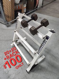 $100 Rack plus Pair Dumbells as appear...used Condition.  Little Havana  Miami 33130. 

Delivery for extra