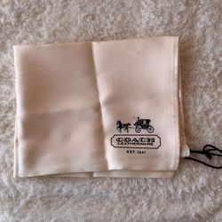 NEW!! COACH Large Dust Bag Cover Ivory Sateen Brown Logo Drawstrings
