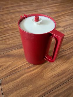 Tupperware Red Plastic Pitcher with Lid