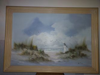 Framed Canvas Beach Picture By William