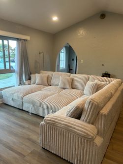 Brand new super plush elegant comfy pullout corduroy sectional set