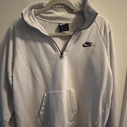 Light Grey/white Nike Sweatshirt With Color And 1/4 Zipper