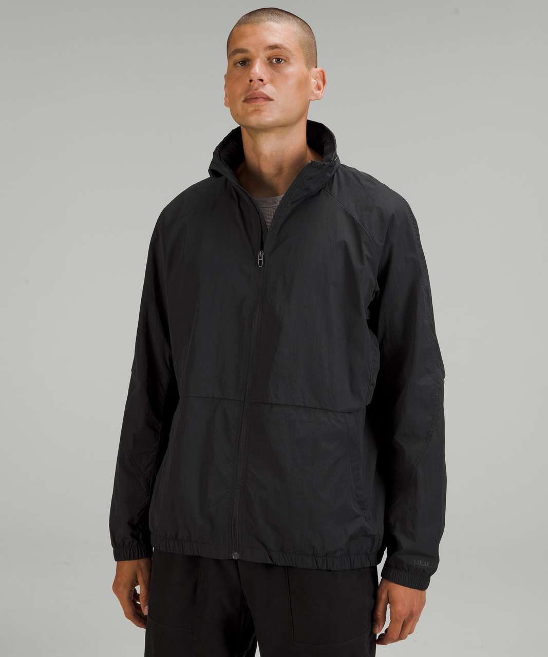 Lululemon Jacket Mens Large Black Evergreen M4AJMS Running Rain Packable Hooded