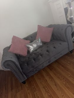Gray Velvet Couch Set