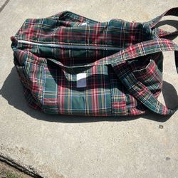 Plaid Diaper Bag With Matching Burp Cloth And Changing Pad