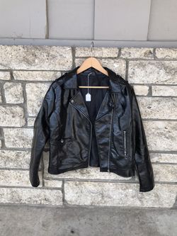 Patent leather motorcycle jacket