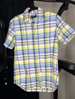 Men polo flannel plaid shirt size small