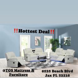 Leather Recliner Sofa,Loveseat & Chair.