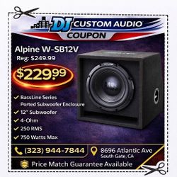 Alpine BassLine Series W-SB12V Ported Box 12" Subwoofer 4-Ohm 750 Watts W12S4 🚨 Payment Options Available 🚨 No Credit Needed 🚨 