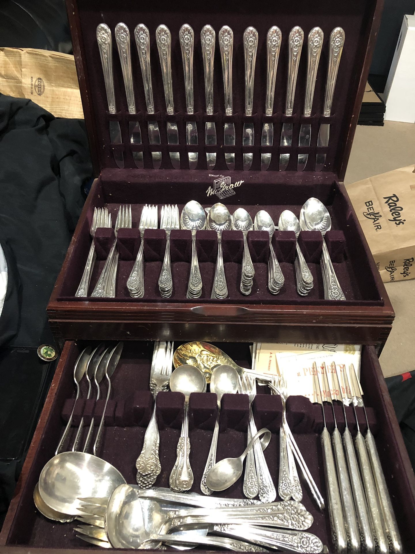 Vintage McGraw silverware WM Rogers chest