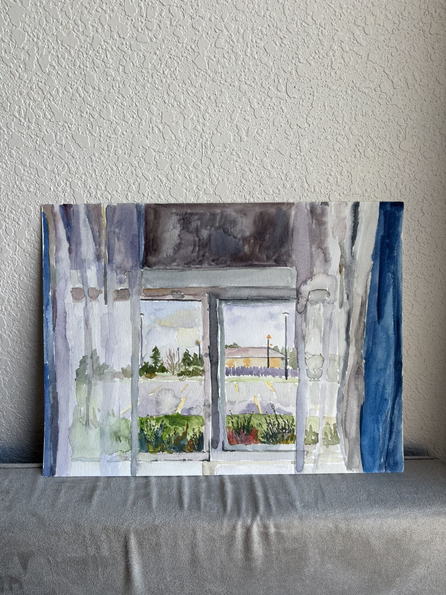 Abstract Window View Watercolor