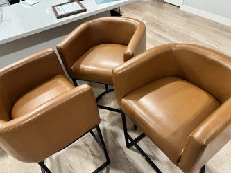 Wade Logan Upholstered Counter Stools with Metal Frame – Set of 3