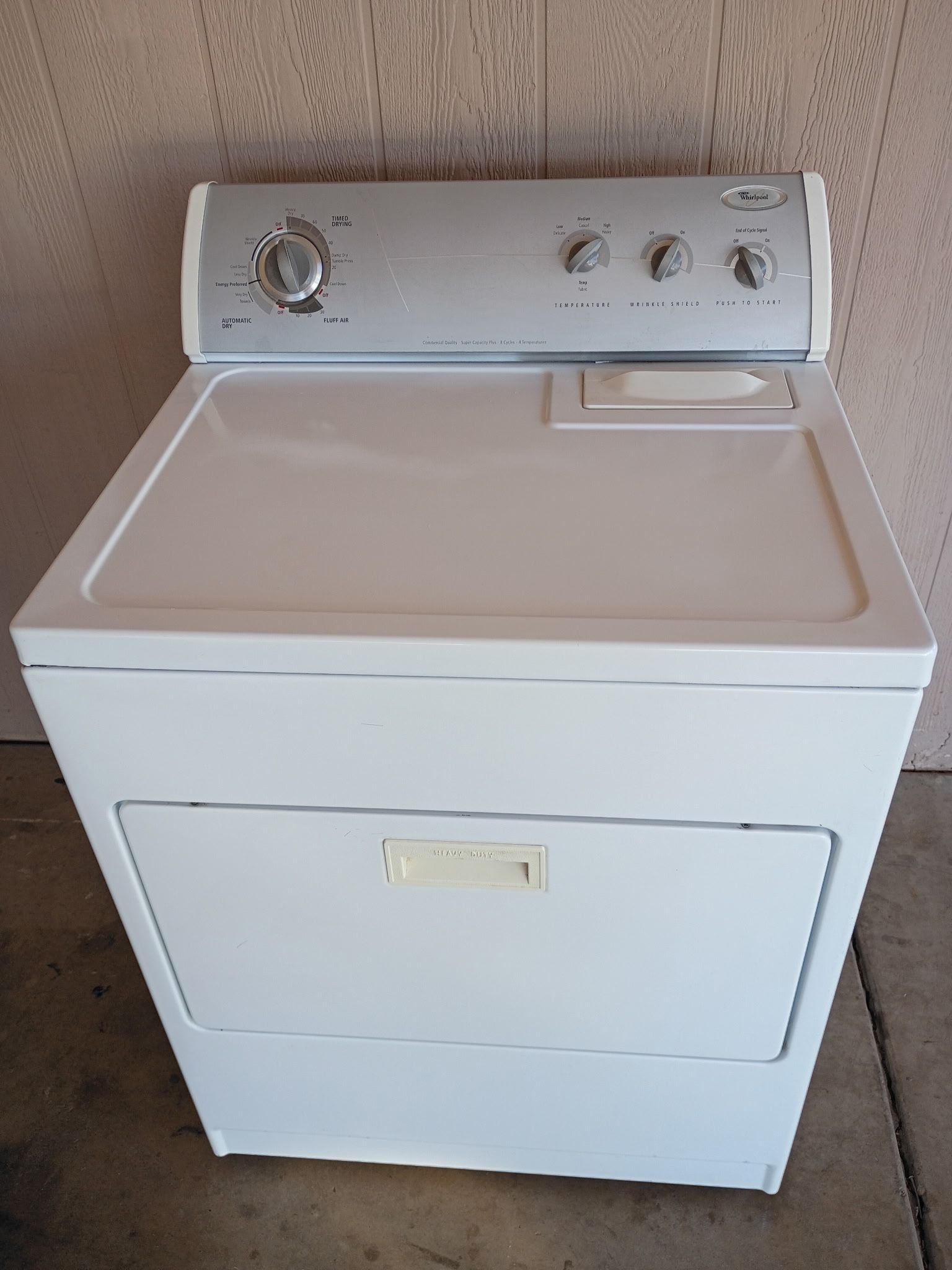WHIRLPOOL, ELECTRIC DRYER. Super Capacity