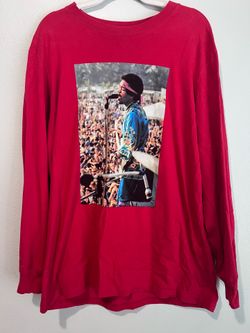 Hendrix live 1969 Red Graphic Long Sleeve Tee with Concert Photo XL