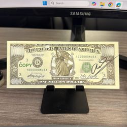 Signed one million dollar bill
