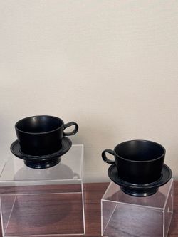 Black Cappuccino Mug with Saucer (Set of 2)