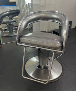 Vintage Salon Styling Chair — Custom Deadstock Silver Sparkle Automotive Upholstery - $450 OBO