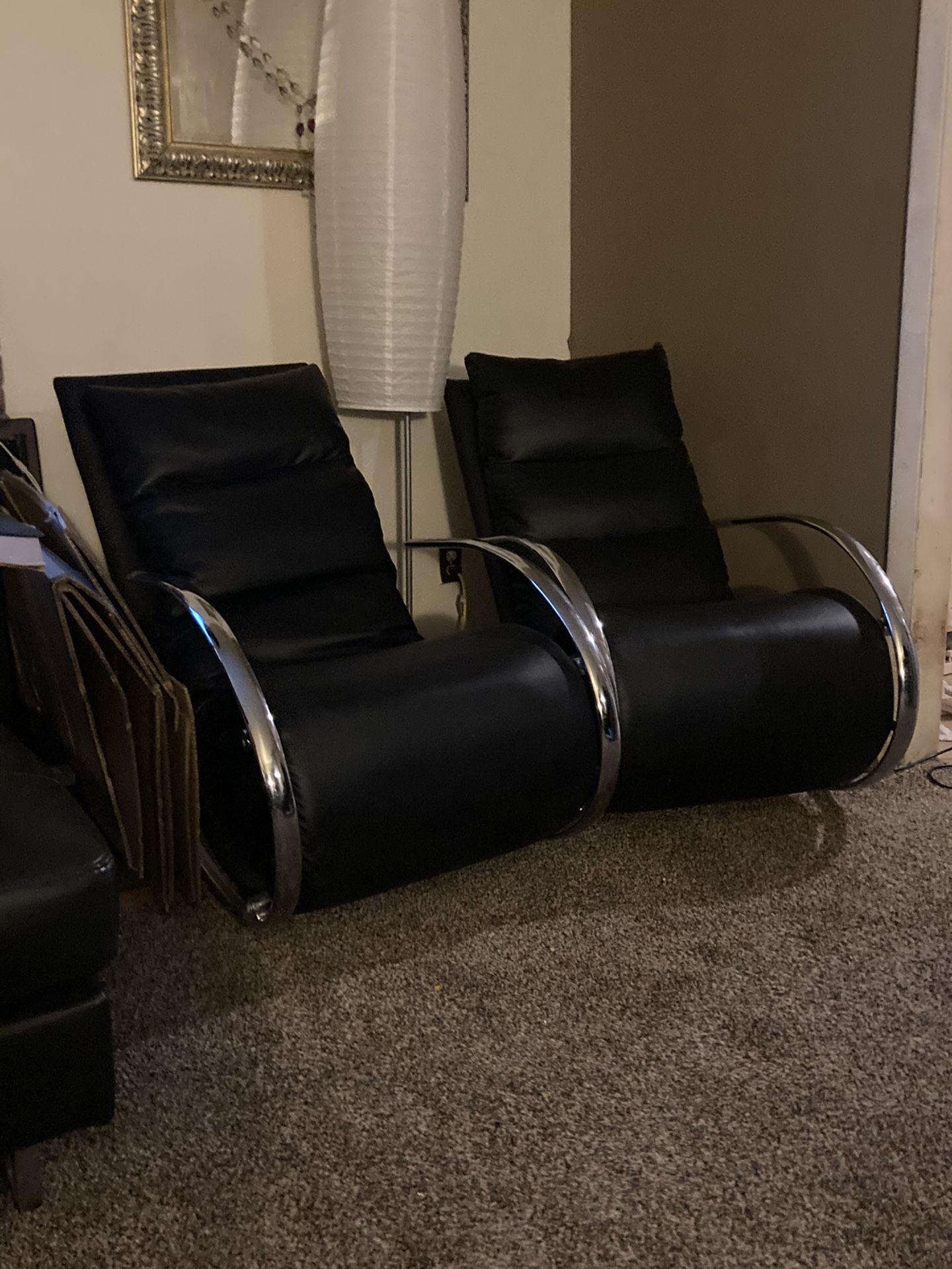 ModernBlack Leather Rocker Chairs