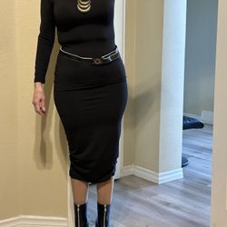 Dress With Belt With Shoes With Necklace 