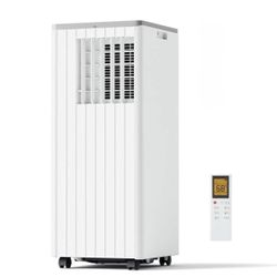 8000 BTU Portable Air Conditioner with Dehumidifier, Remote Control, LED Display, 3-in-1 Cooling Fan, Easy-Move Wheels, Window Slider Kit Included, Pe