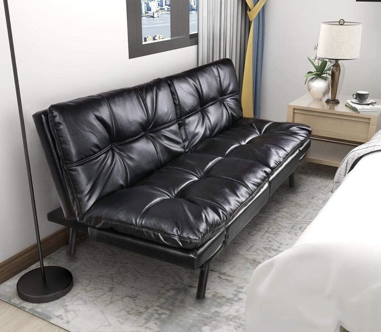 Brand new futon sofa memory foam black