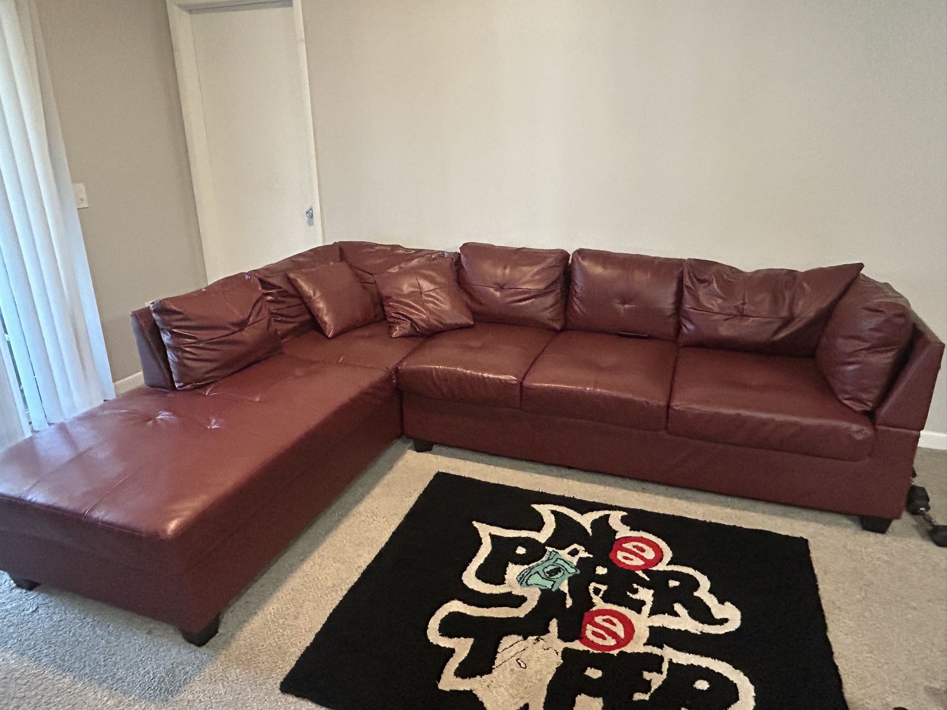 Red leather Couch Barely Used $300