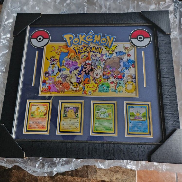 Rare Pokemon Original Starter Card Frame Display Frame Poster Base Set