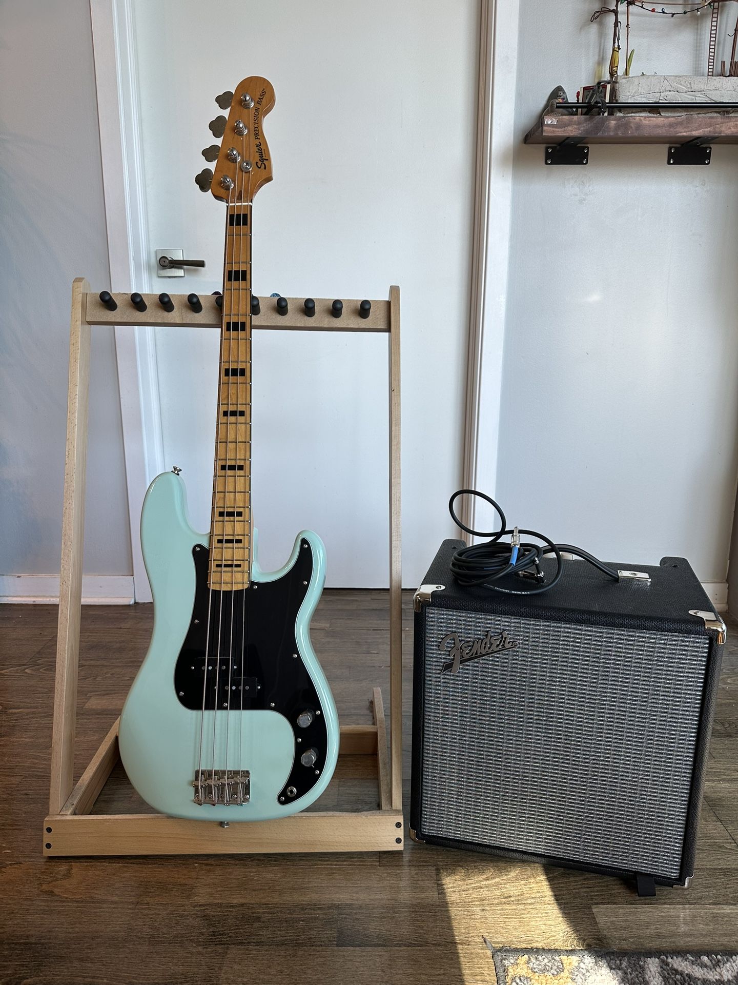 Squier Limited-Edition Classic Vibe ’70s Precision Bass (Surf Green) + Rumble 25 Bass Amp for Sale!