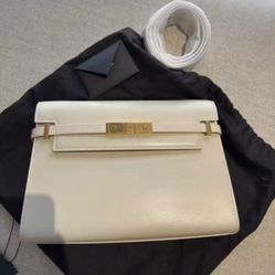 Adjustable shoulder strap cowhide leather crossbody shoulder bag women's vintage white