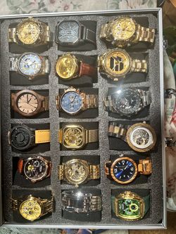Mixed Watch Collection – 18 Watches in Display Case