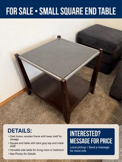 Small Square End Table with Lower Shelf
