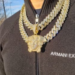 Cuban Link Chain 20MM Full Ice Out 14k Gold Plated Doesn't Loses Color
