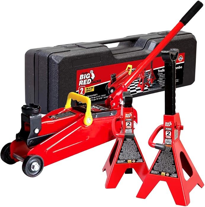 Big Red 2 ton Floor Jack and Jack Stands