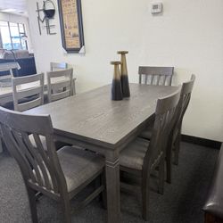 Dining set with 4 chairs, bench, and table 