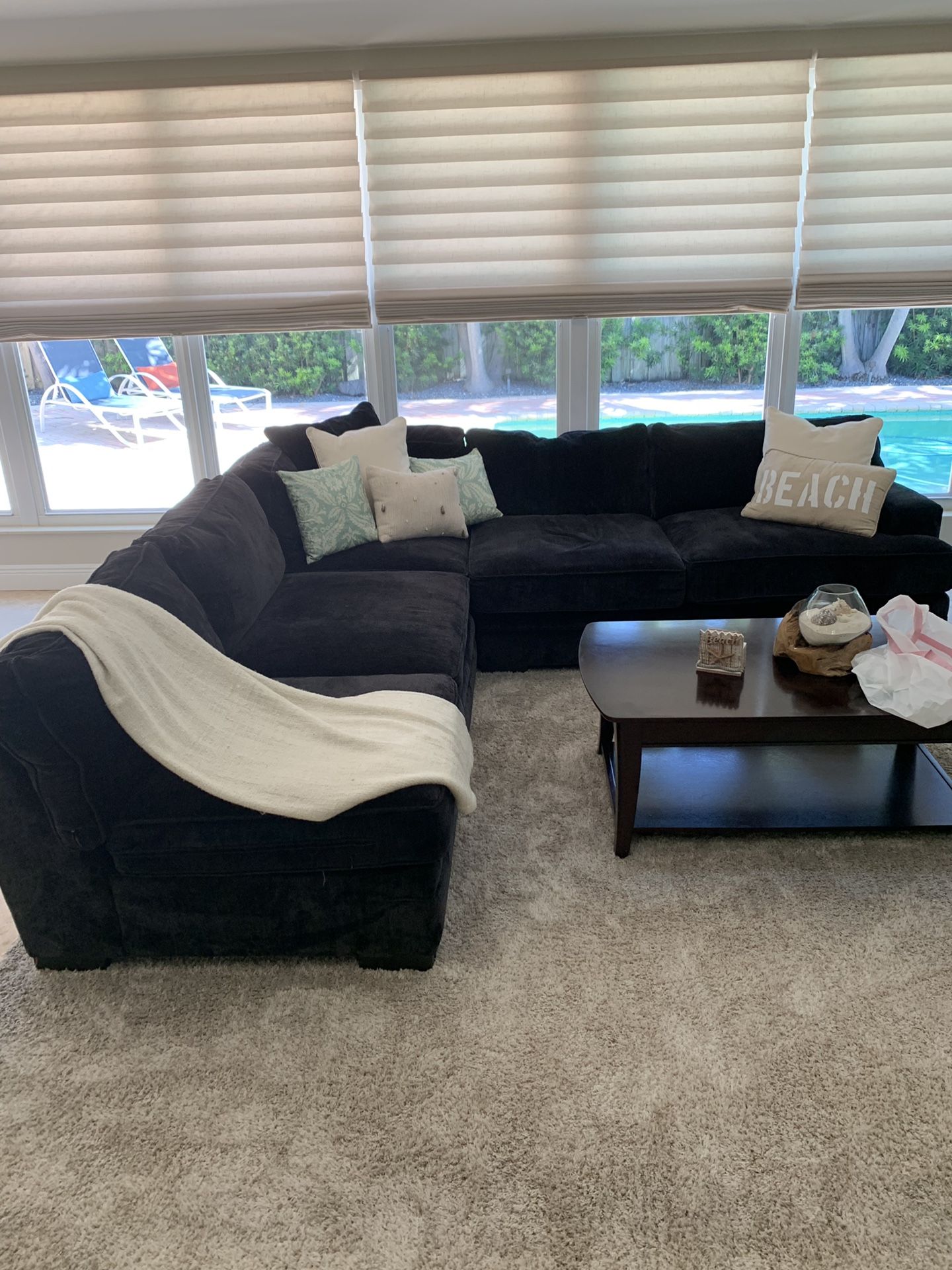 Sectional couch plus chase Navy Blue