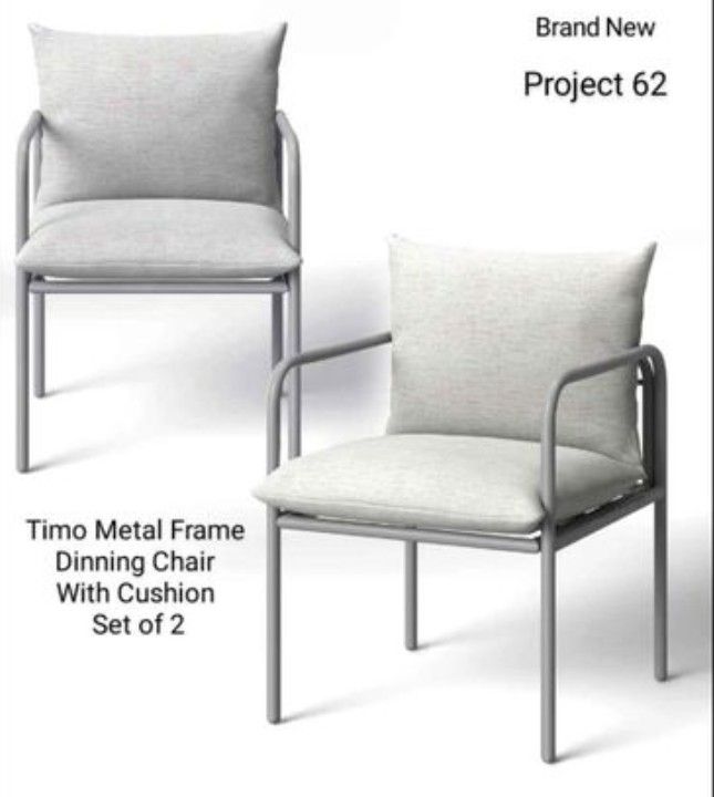 Brand New In The Box Project 62 PK Of 2 Frame Dining Chair With Cushion For Patios Balcony