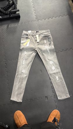 Gray Distressed Skinny Fit Jeans with Tags